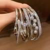 Trendy Geometric Clasp Bracelet with Japanese and Korean Cubic Zirconia - Retro Cool Style, Light Luxury Hand Chain Jewelry.