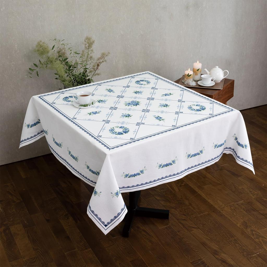 Olympus Embroidery Kit Cross Stitch Onoe Megumi Blue Rose Motif Tablecloth 150cm X 1204 (Size Approx. 150cm)