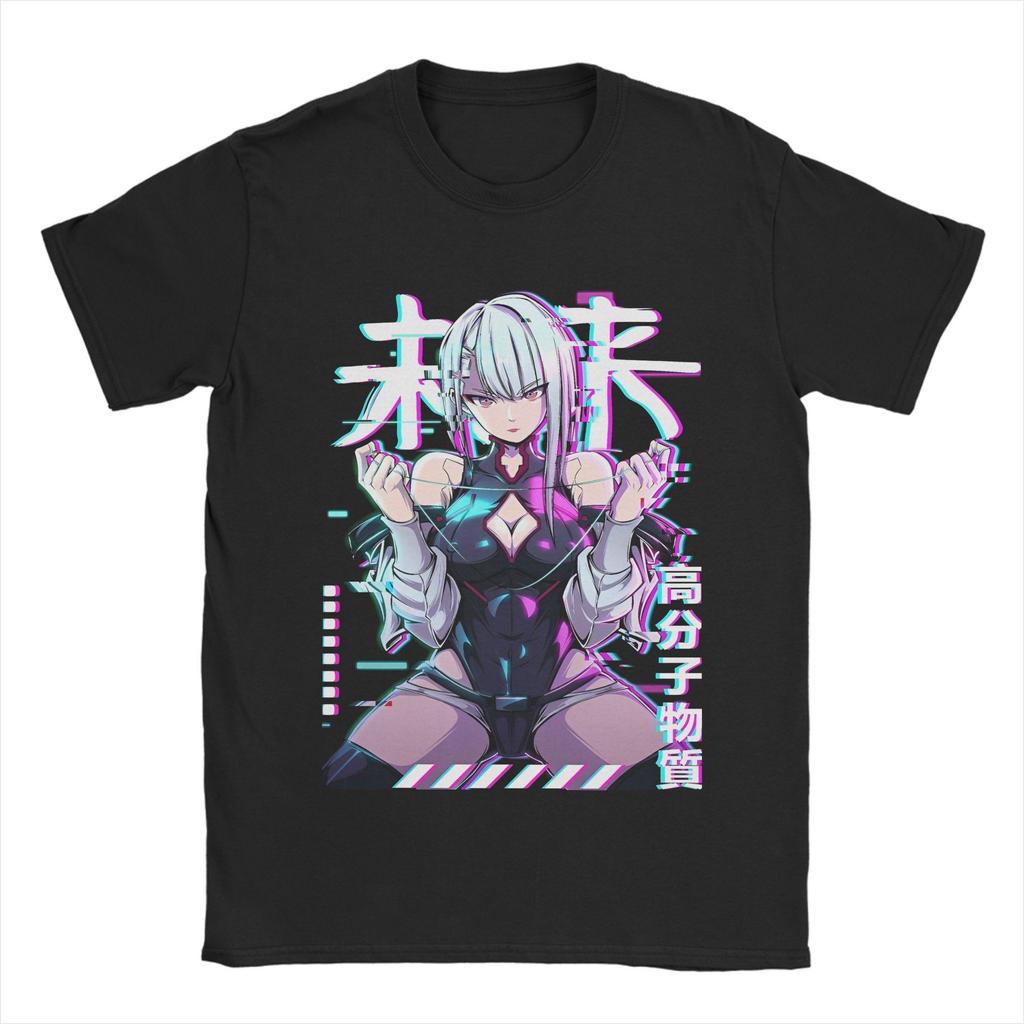 Rebecca Anime Cyber Edgerunner TShirt Men Cotton Clothing Kawaii Cartoon Round Neck Short Sleeve1 Graphic T Shirts