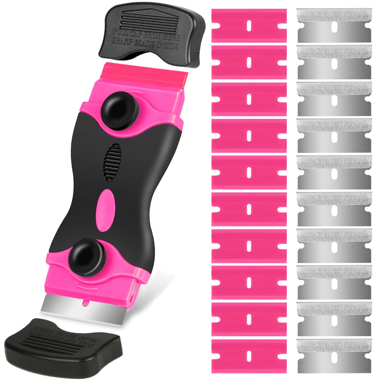 

lastic /Metal Razor Blade Scraper Edge Removal Tool with Blade Label Sticker Decal Removal Car Window Tint Vinyl Application рожевий