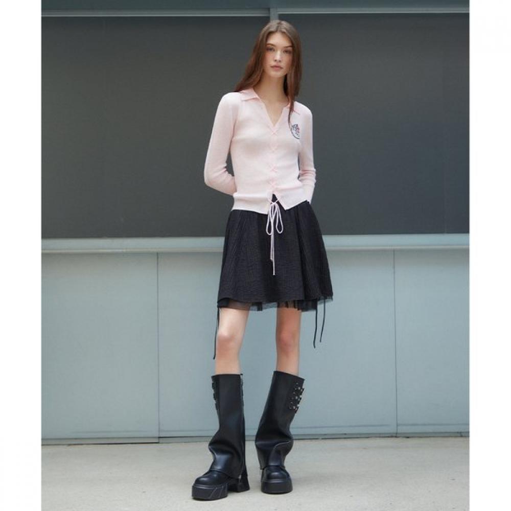 Egoist Lace Up Detail Collar Knit Cardigan  Es2kl361 