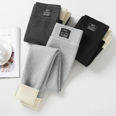 Gray Threaded Leggings for Women Spring and Autumn Outer Wear Thin Elastic Inner Wear Autumn Pants Winter High Waist Slim