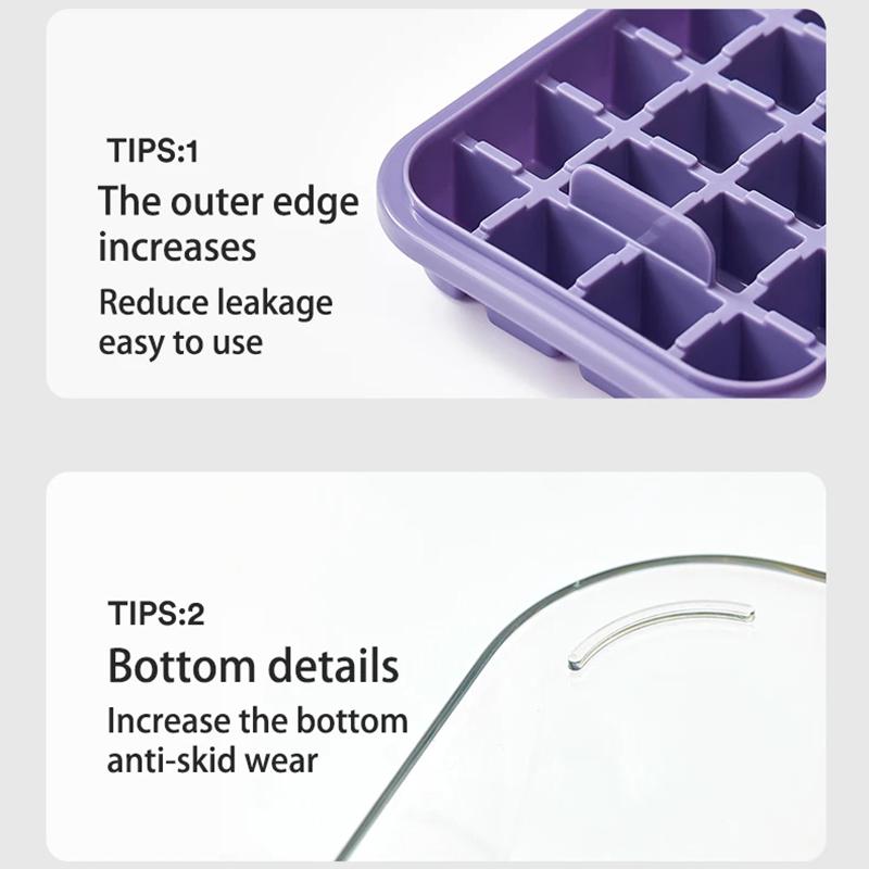32 Grid Silicone Ice Cube Tray Mould With Lid Shovel Storage Box Remove With One Click Ice Maker DIY Whiskey Cocktail Tools