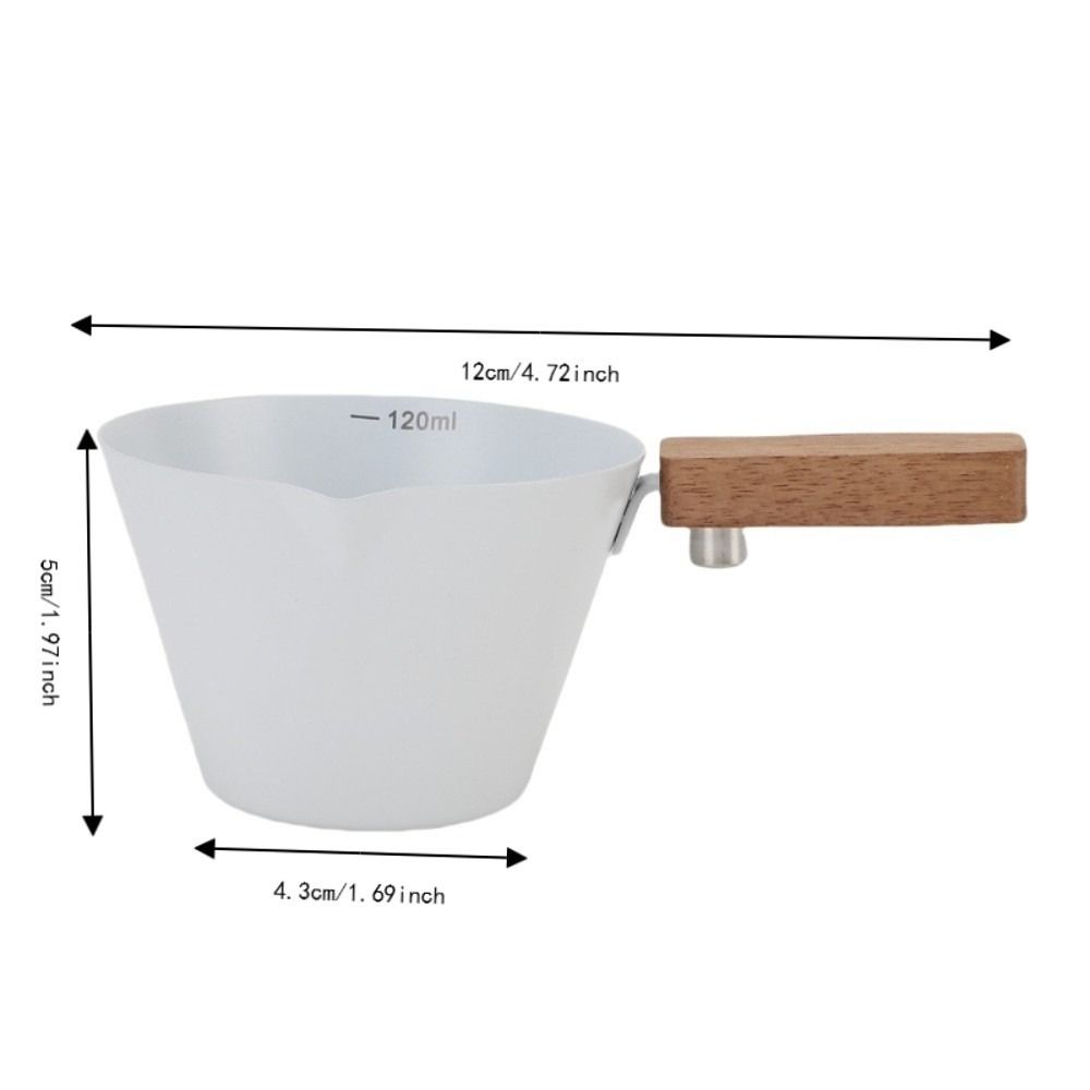 Wooden Handle Measuring Cup Clear Scale Measuring Spoon Convenient Milk Frothing Cup Latte Art