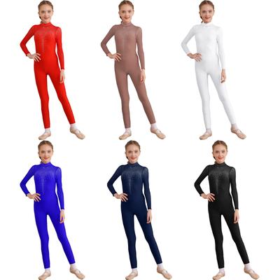 Kinder Mädchen Jazz Dance Overall Akrobatik Gymnastik Trikots Glänzende Strass Activewear Ganzanzug Eiskunstlauf Overall