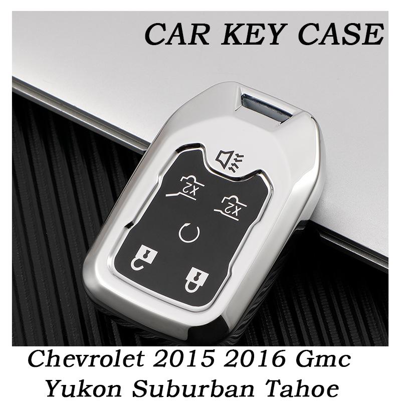 

New Soft TPU 6 Buttons Car Key Cover Case For Chevrolet 2015 2016 Gmc Yukon Suburban Tahoe Smart Auto Accessories Key Ring рожевий
