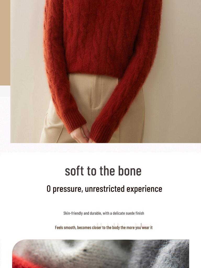 Women’s Cashmere V-Neck Knit Sweater - 2025 Autumn/Winter Collection, Double-Strand, Thickened, Short, Pure Color, Warm Base Layer.