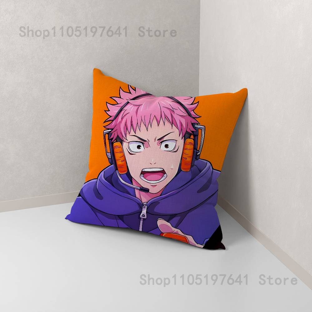 Anime Y-Yuji I-Itadori Pillow Case For Sofa Decor Car Office Room Printing Cushion Cover Decorations and Protector