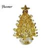 Sparkling Holiday Table Decor Glazed Glass Christmas Tree Ornament with Star Topper, Colorful Small Desktop Art, Faux Crystal Tabletop for Home Office