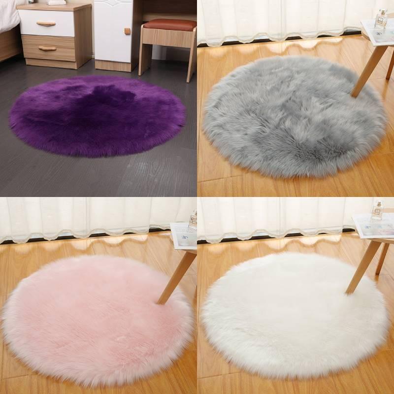 Faux Rug Fur Machine Washable Circular Bedroom Living Room Simplicity Decor