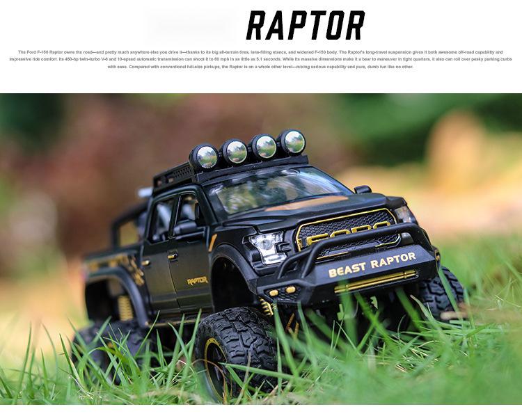 1:28 Die-cast Raptor F150 Toy Truck - Alloy Off-road Vehicle Model for Children