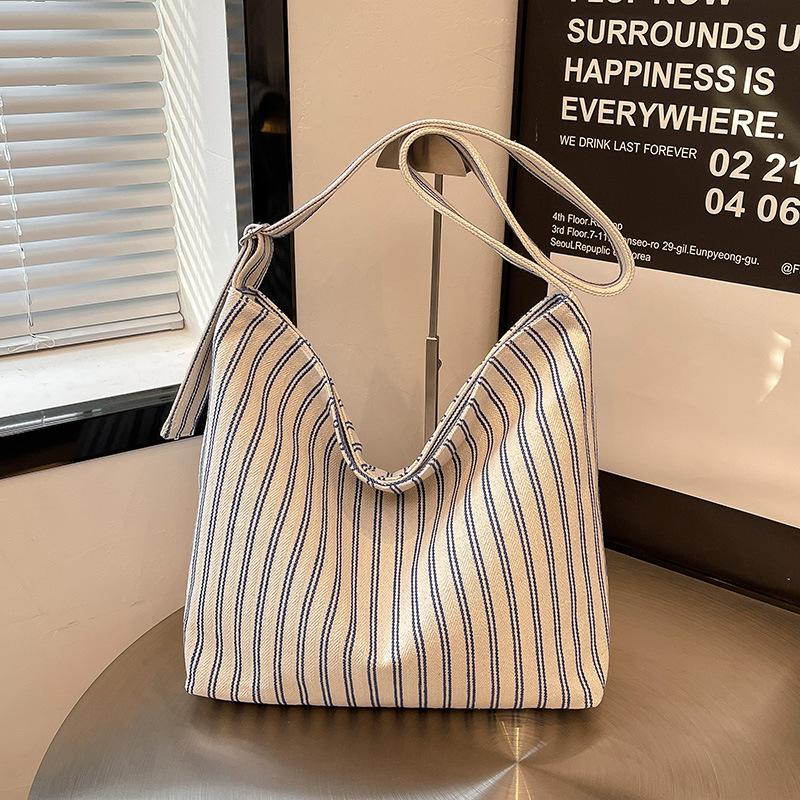 

Нишевая универсальная полосатая сумка-тоут для поездок на работу, новая модная ленивая сумка на одно плечо, студенческая сумка кросс-боди для выхода в свет синий