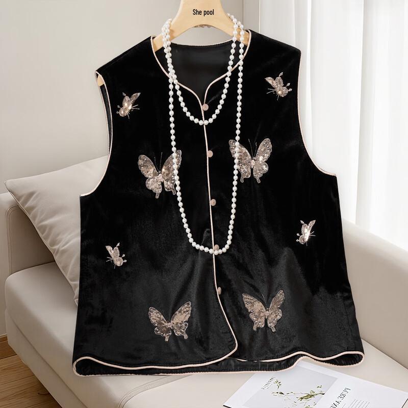 

Женский жилет в новом китайском стиле с вышивкой бабочек One Size