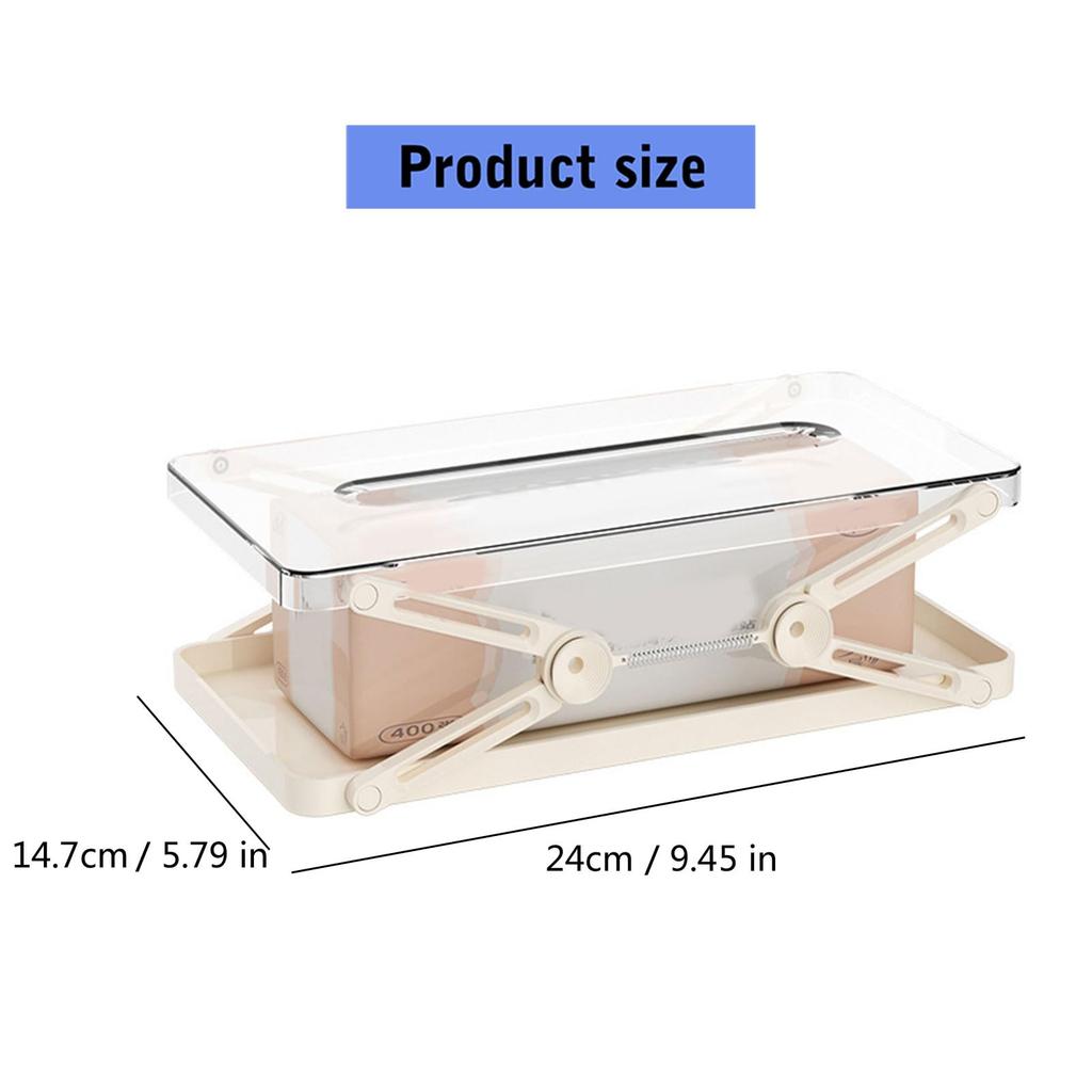Clear Tissue Box Holder Spring-loaded Tissue Dispenser Transparent Desktop Tissue Box Cover for Home Office Bathroom Car