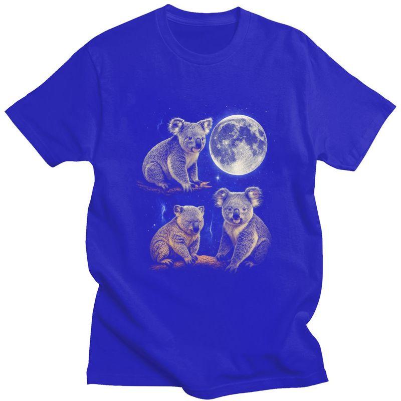 Men Three Moon Koalas T Shirts Streetwear Short Sleeves Pure Cotton Colthing Fashion Casual Design Graphic Tees Shirt