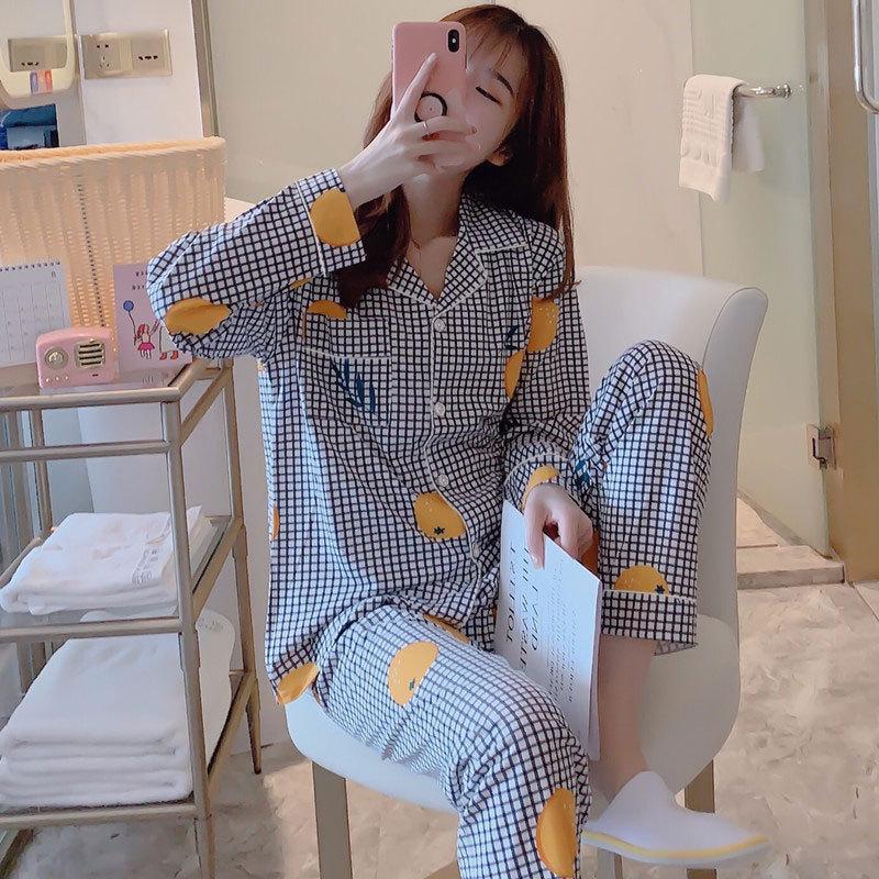 Middle-Aged Mom Long Sleeve Pajamas - Green Plant Series Cardigan, Loose Plus Size Home Set for Women, Spring/Autumn.