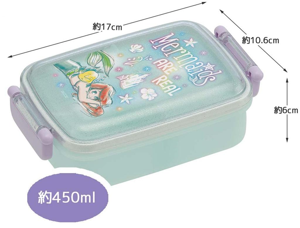 Skater Bento Disney Ariel for Made In Box, 450ml, 23, Antibacterial, Girls, Japan, RBF3ANAG-A