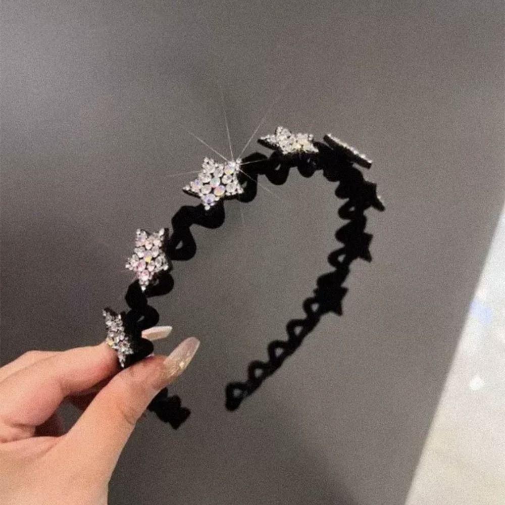 Wavy Star Headband Korean Style Butterfly Hair Band Retro Rhinestone Hair Hoop  Jewelry