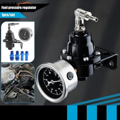 Universal Car Fuel Pressure Regulator with Gauge Car Fuel Booster Gasoline Pressure Regulating Valve for Auto Engine Accessories