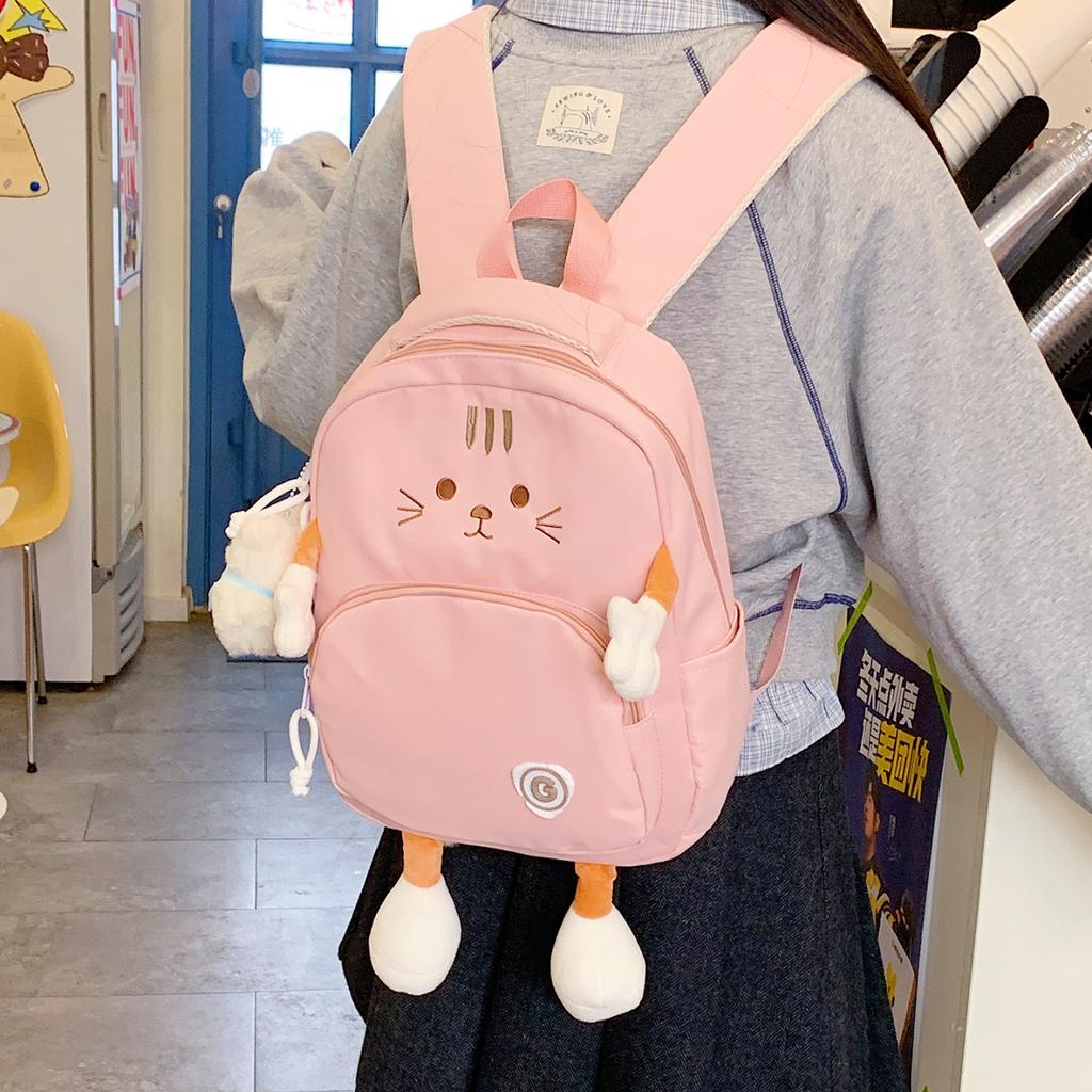 Schoolbag cute cartoon cat backpack female student schoolbag large capacity plush doll backpack girl heart college style