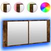 VidaXL Armoire à miroir à LED de bain chêne fumé 100x12x45 cm, armoire à miroir, armoire de maquillage avec miroir, armoire 834959