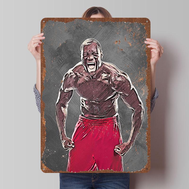 Deontay Wilder Boxer Metal Posters Custom Vintage Metal Signs Wall Art Tin Plaque for Man Cave Bedroom Decorations Home Decor