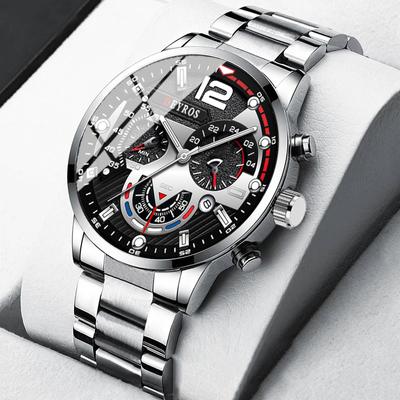 Modische Business-Armbanduhren für Herren – robuster Edelstahl, Quarzwerk, komplett mit Kalender – ideales Geschenk für jeden Anlass
