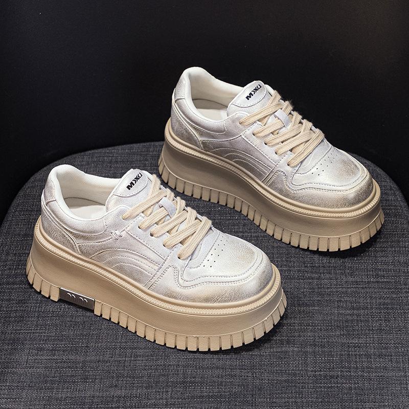 

Маленькие белые туфли на толстой подошве, увеличивающие рост, повседневные спортивные туфли 40 золотой