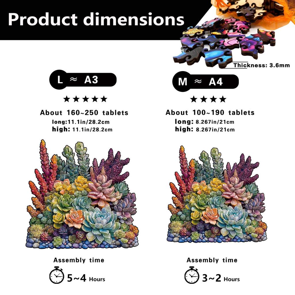 Succulent Puzzle Wooden Special-Shaped Splicing Toy Original High-Difficulty Decompression Puzzle