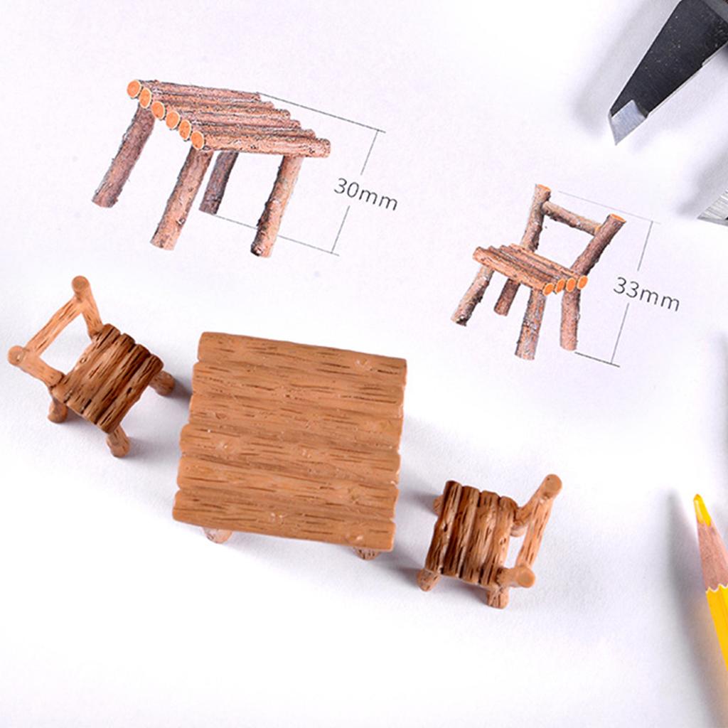 Miniature Tables and Chairs Exquisite Micro Landscape Ornament for Home Desktop Decoration House Accessories Outdoor Decor FU
