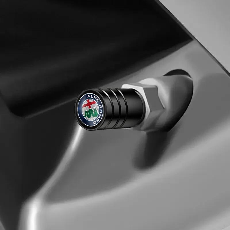 Hub Caps 4Pcs Metal Car Wheel Tire Valve Caps Stem Covers Accessories For Alfa Romeo 4C 159 Spider Giulia Giulietta 166 Mito AutGQ7