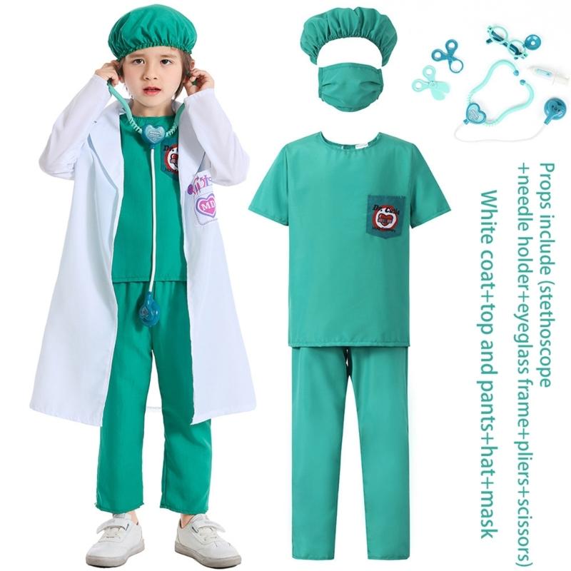 Doctor Role Play Dress Up Kit Doctor Pretend Play Costume with Stethoscope Doctor Coat Kit Halloween Doctor Costumes