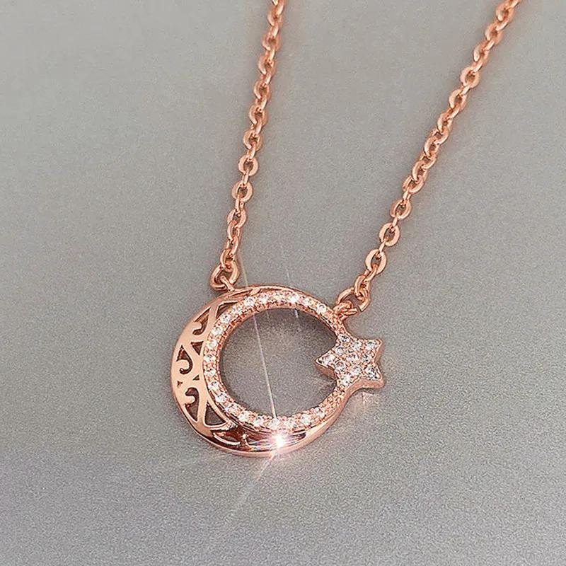 

Шикарное женское ожерелье Аксессуары Мода Подвеска цвета розового золота Повседневная Носка Нежные Эффектные Украшения для Женщин 45cm