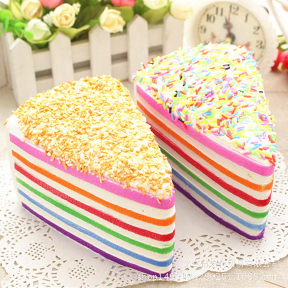 Rainbow Cake Squishy Toy Slow Rebound Sprinkle Cake Stress Relief Squeeze Toy for Kids Adults