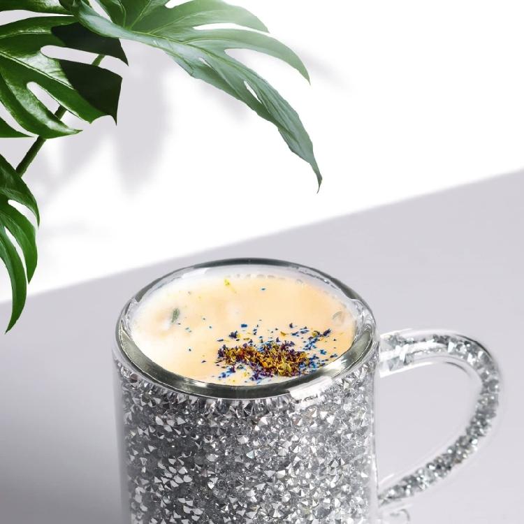 Crystal Glass Coffee Cup with Handle Wine Glasses Double Layer Heat Insulation Cup Drinking Cups Drinkware Easy To Clean