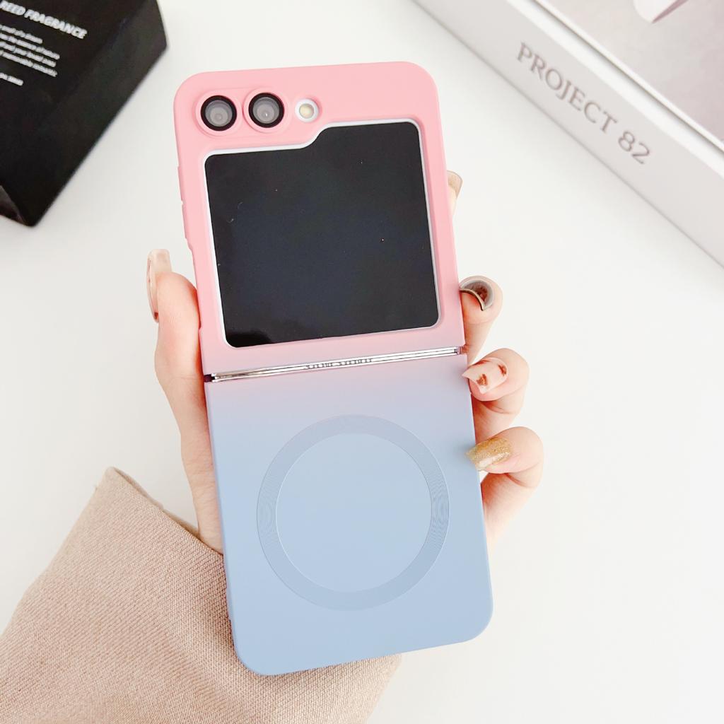Applicable to Samsung zflip6 folding screen mobile phone case gradual change two-color zflip5 magnetic suction zflip4/3 all-inclusive soft case