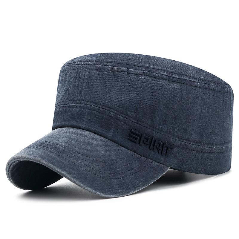 Men's Washed Faded Duckbill Cap - Flat Top Sunshade for Spring & Autumn