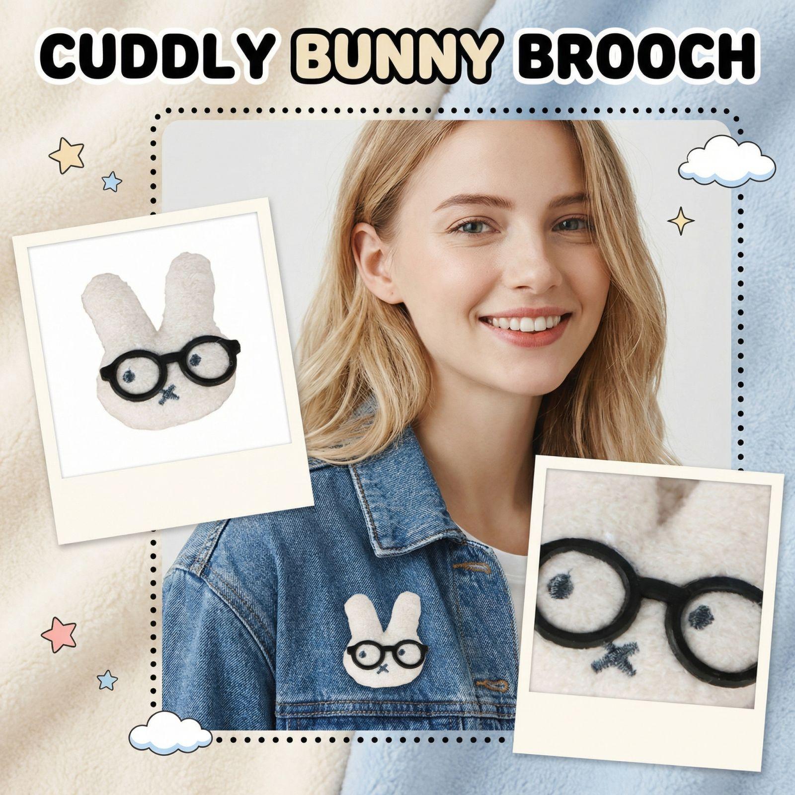 Rabbits Stuffed Animal Plush Heart  Shaped Brooch One Size чёрный