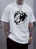 Casual Graphic T-shirt with Football and Helmet Print - Short Sleeve