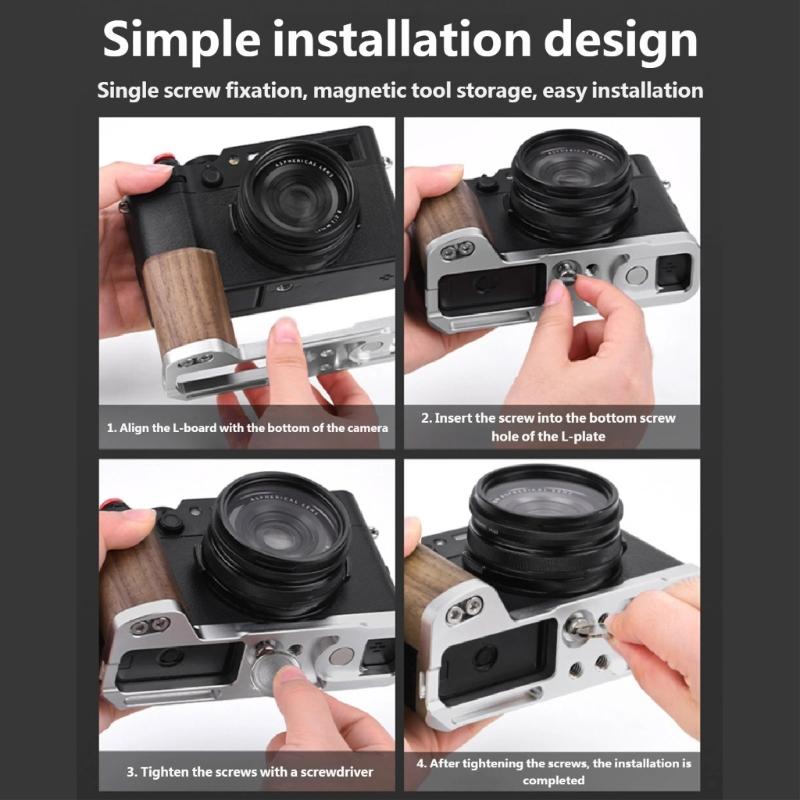 Professional Camera Grip for X100VI Handgrip L Bracket Aluminum Wooden Construction Comfort Handle for Extended Use