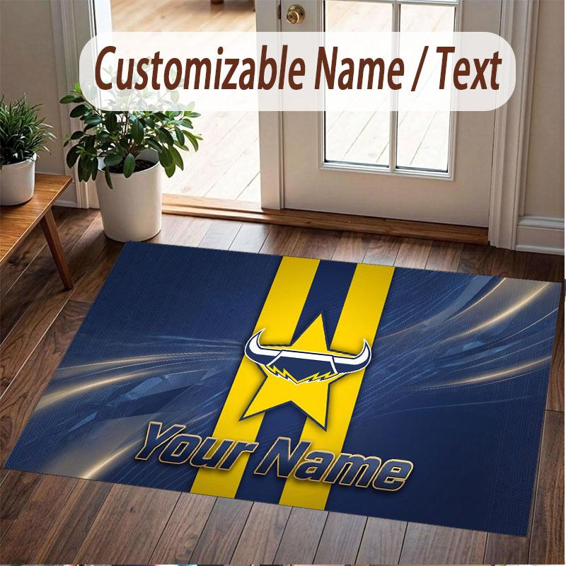 Custom Rug North Queensland Cowboys Pattern Print Name Text Soft Non‑Slip Floor Carpet for Home Indoor Decoration