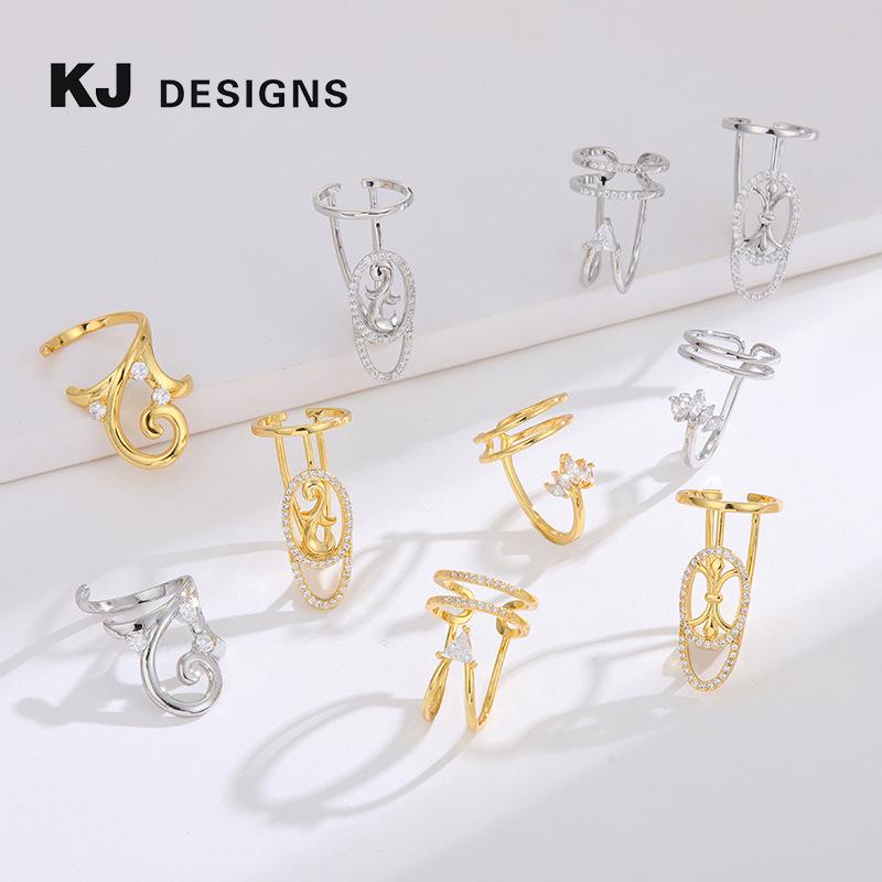 

Kenjie Copper-Gold Zircon Inlaid Open Nail Ring - Women s Fashionable Summer Accessory Adjustable Size