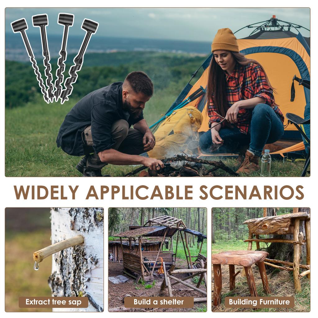 Multifunkční dřevěný vrták Bushcraft Outdoorové přežití Ruční vrták Uhlíková ocel Manuální šnek Přežití Vrták Samovrtný Děrování