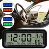 LCD Digital Car Clock Solar Power Temperature Humidity Gauge Backlight Automobiles Dashboard Clock Car Internal Accessories
