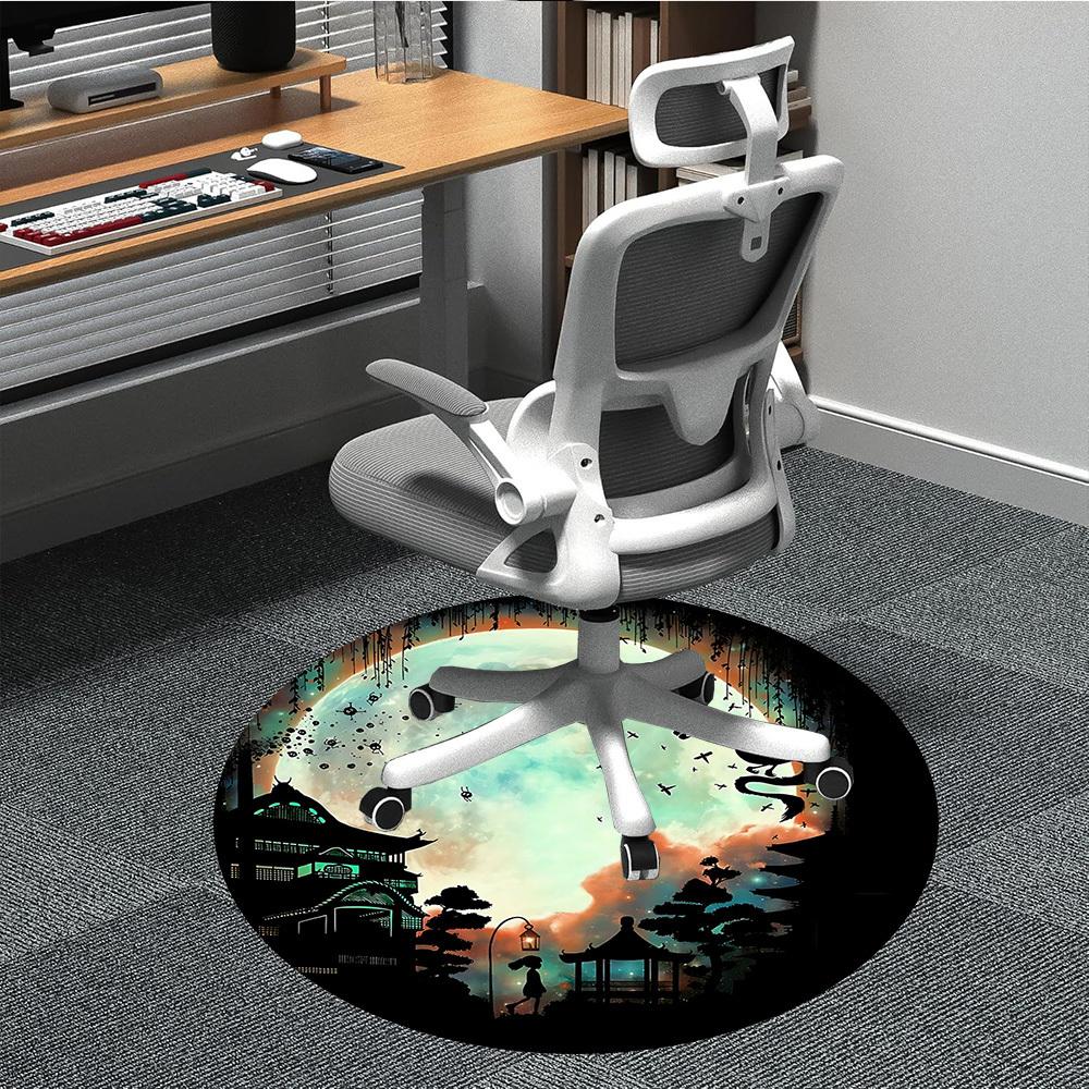 1pc Moonlit Garden Office Round Area Rug, Under Office Chairs Bedroom Living Room Home Decor, Room Deco