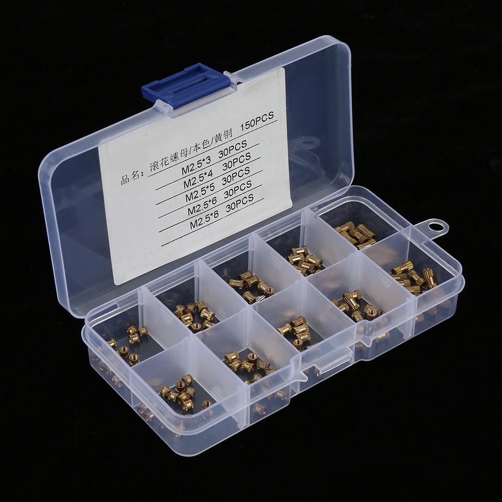 150 st M2.5 mässingscylinder räfflad rund gjuten infälld mutter