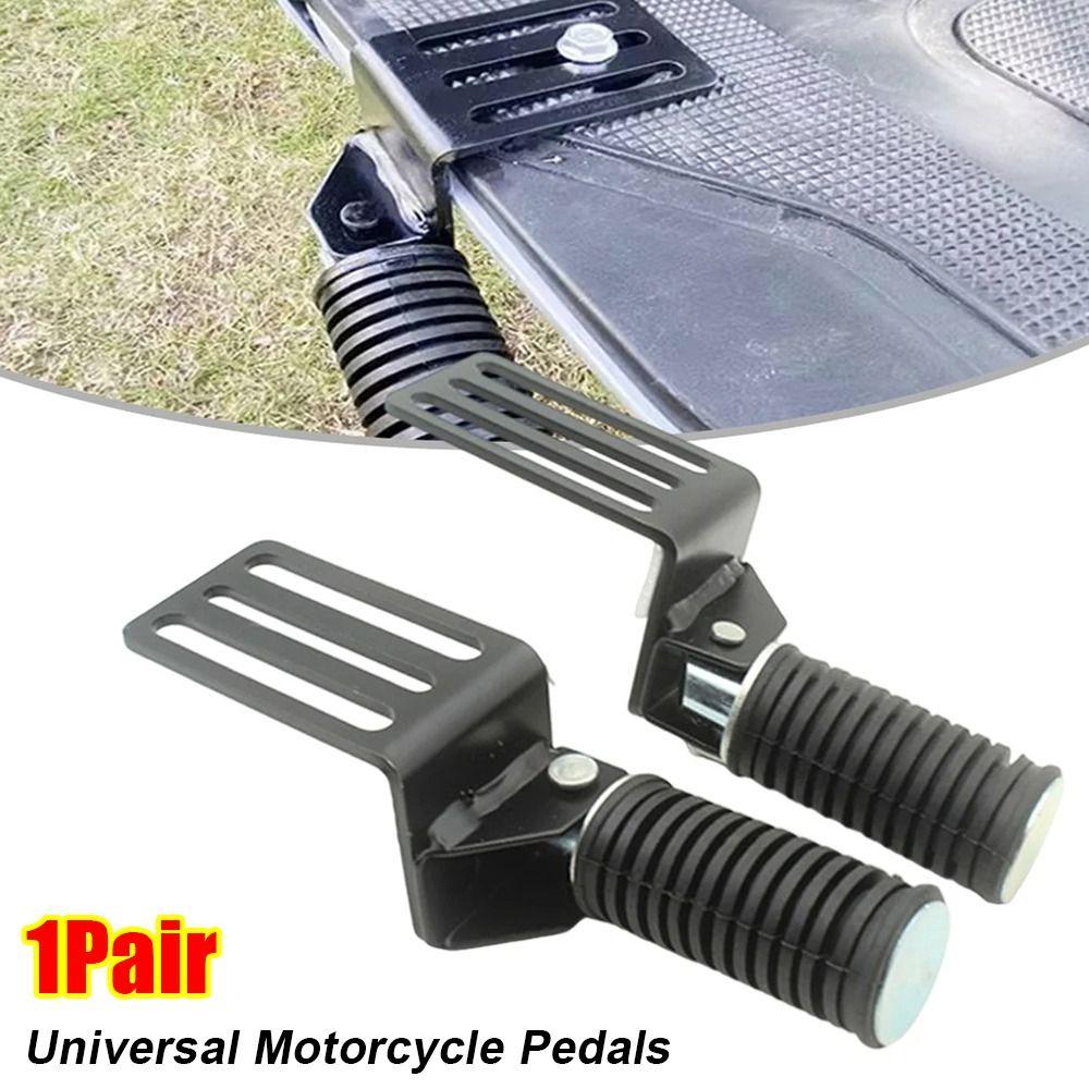 1Pair Universal Front Footrests Metal Deep Grooves Motorcycle Pedals Foldable Direct Installation Footpeg