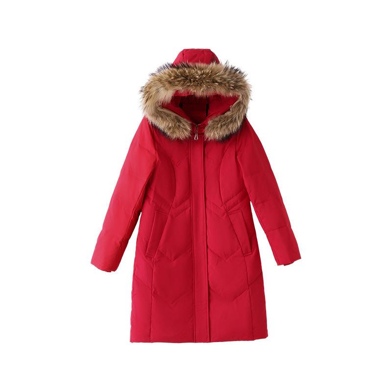 Пуховик женский зимний новый корейский стиль средней длины с большим меховым воротником — фото 5