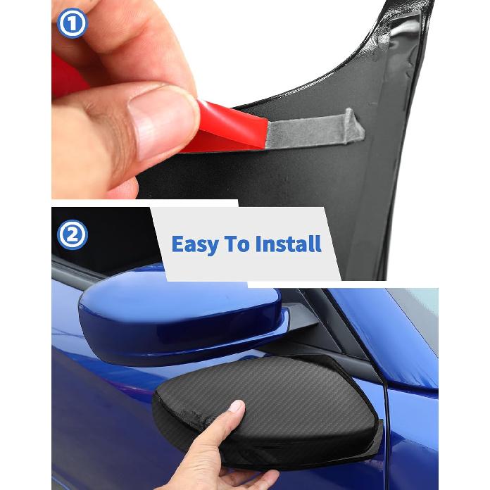 Carbon Fiber Exterior Side View Mirror Covers Caps & Door Handle Covers Trim Fit for 2010-  2024 Dodge Charger