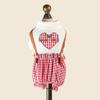 Pet Circle Plaid Outfit With Leash Clip Dogs Cats - Valentine Love Couple Style